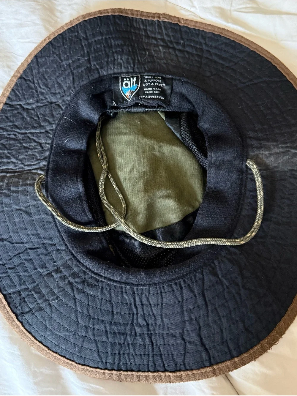 Alfwear Olive Green Cotton/Canvas Hiking Hat with Adjustable Chin Cord